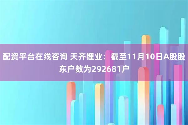 配资平台在线咨询 天齐锂业：截至11月10日A股股东户数为292681户